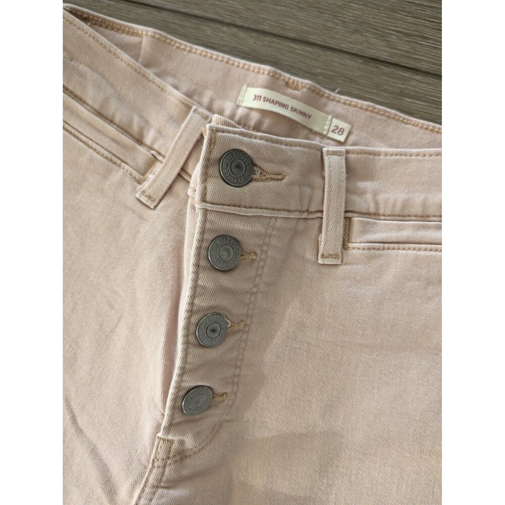 Levi Strauss 311 shaping skinny jeans pink womens size 28 button fly